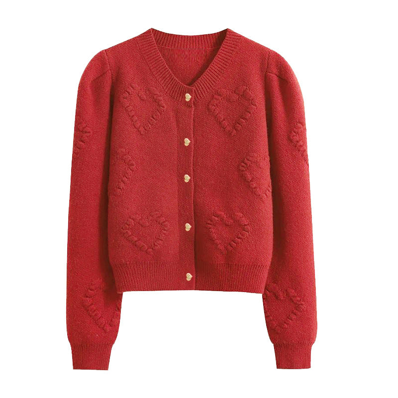 Damen Strickjacke mit herzförmigen Details und Druckknöpfen Drune