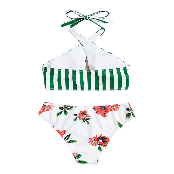 Damen Hochgeschnittener Bikini mit floralem Design und trendigem Wickeloberteil Drune