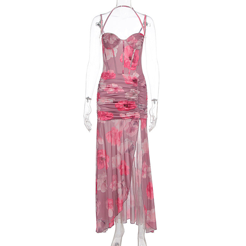 Damen Raffiniertes Maxikleid mit floralem Design und schulterfreiem Schnitt Drune