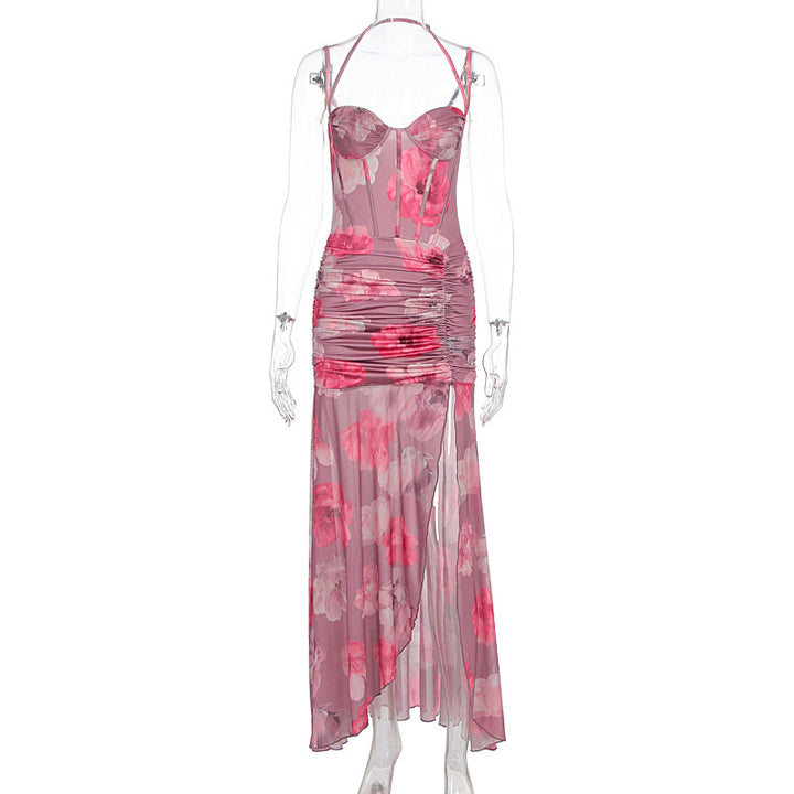 Damen Raffiniertes Maxikleid mit floralem Design und schulterfreiem Schnitt Drune