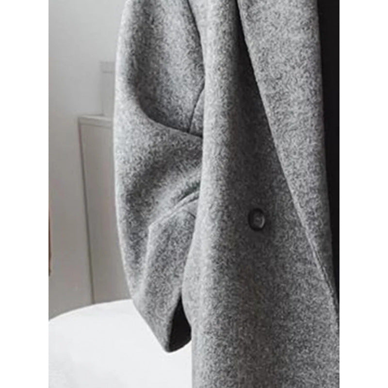 Damen Oversized Wolle-Mantel mit elegantem Revers und doppelt Knopfverschluss Drune