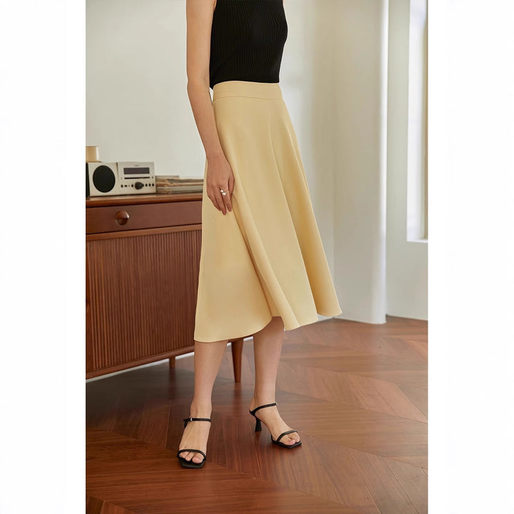 Damen Eleganter Midirock mit fließendem Schnitt Drune