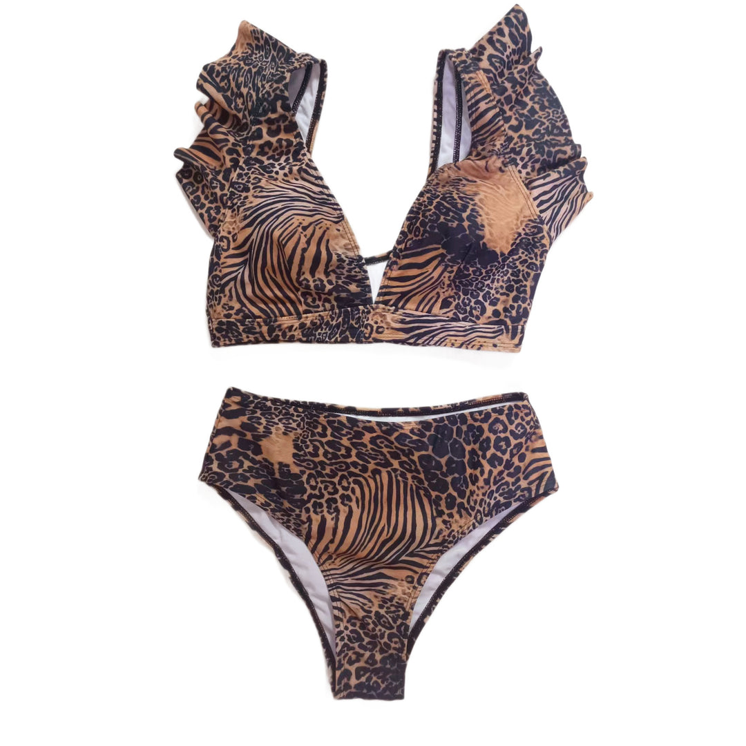 Damen Bikini-Set mit verspielten Rüschen und floralen Mustern Drune