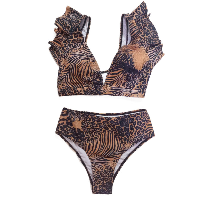 Damen Bikini-Set mit verspielten Rüschen und floralen Mustern Drune
