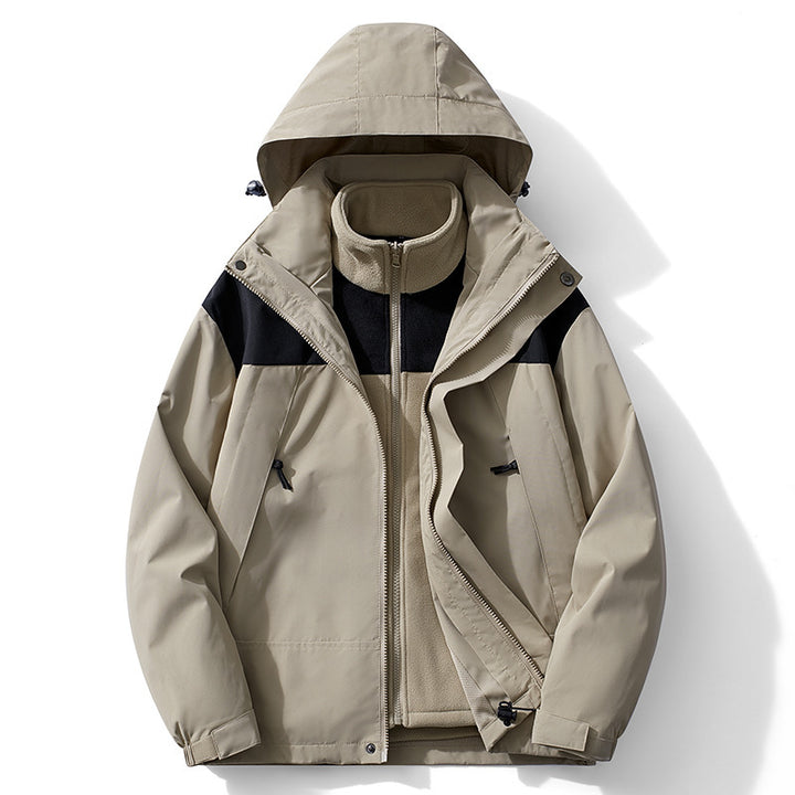 Herren zweilagige wasserdichte Outdoorjacke mit herausnehmbarer Fleece‑Innenjacke Drune