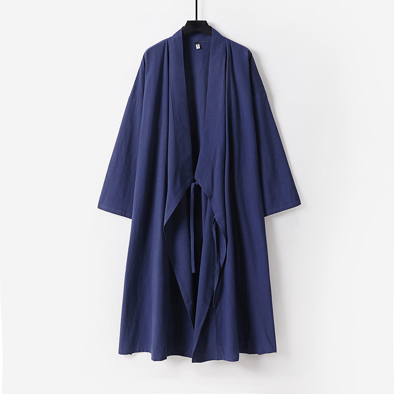 Unisex Langer Kimono-Mantel mit Bindeband, weitem Schnitt und minimalistischer Silhouette Drune