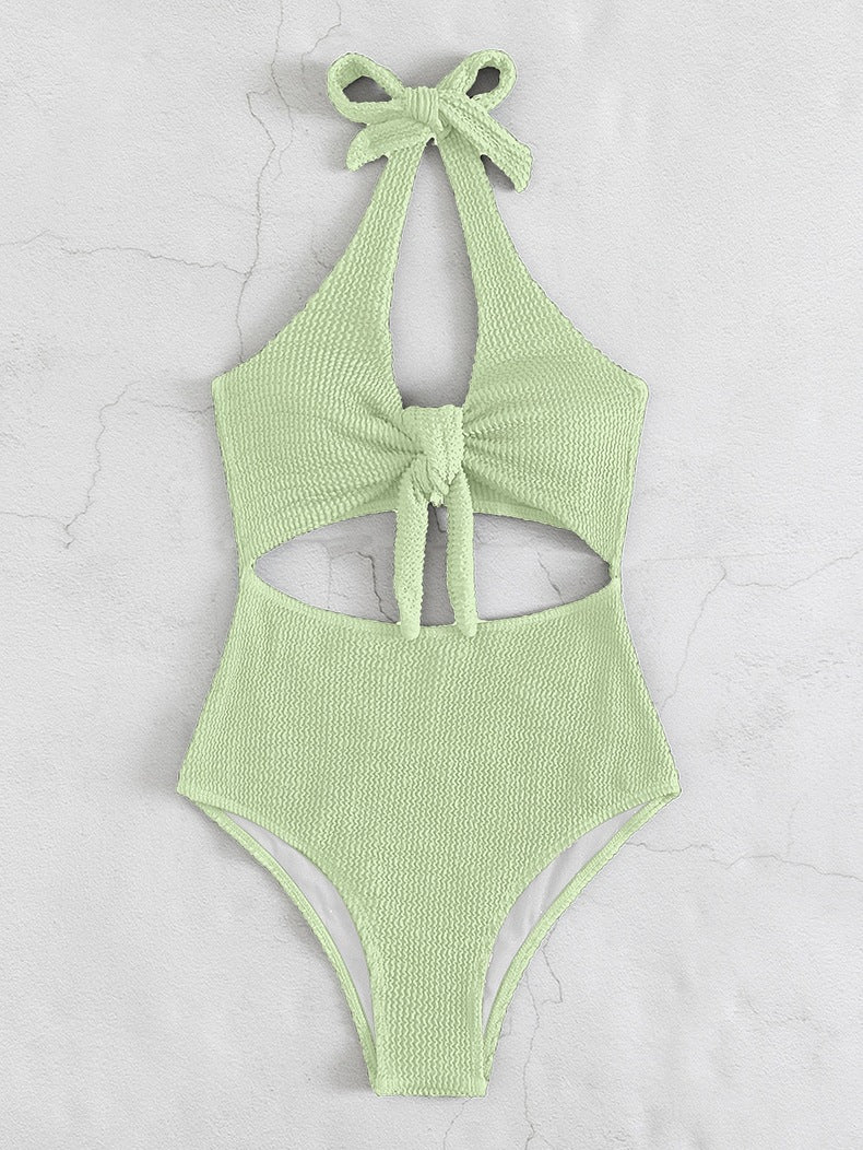 Damen Einteiliger Badeanzug mit raffiniertem Cut-Out und Knotendetail Drune