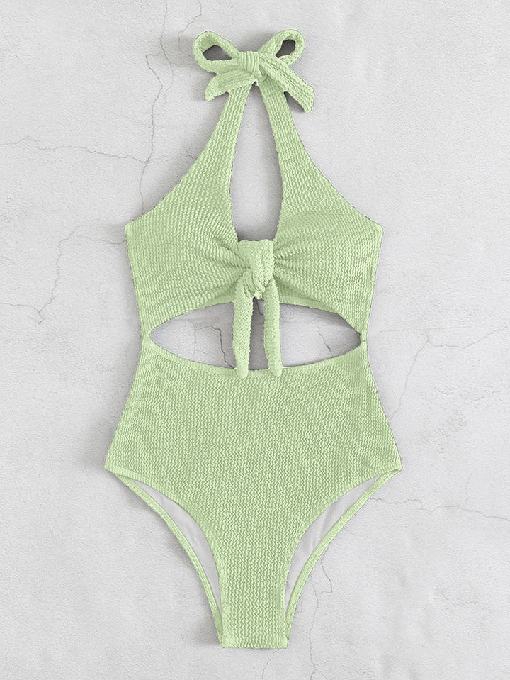 Damen Einteiliger Badeanzug mit raffiniertem Cut-Out und Knotendetail Drune