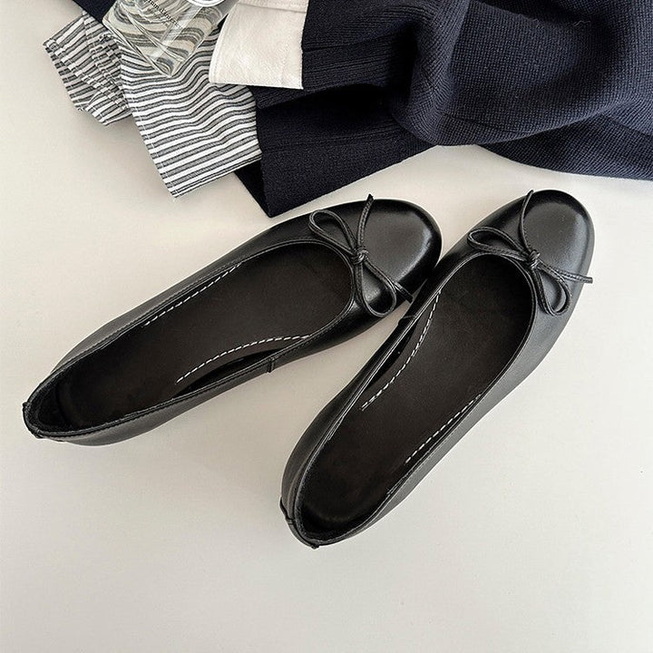Damen Ballerina Schuhe aus weichem Leder mit elegantem Schleifendetail Drune