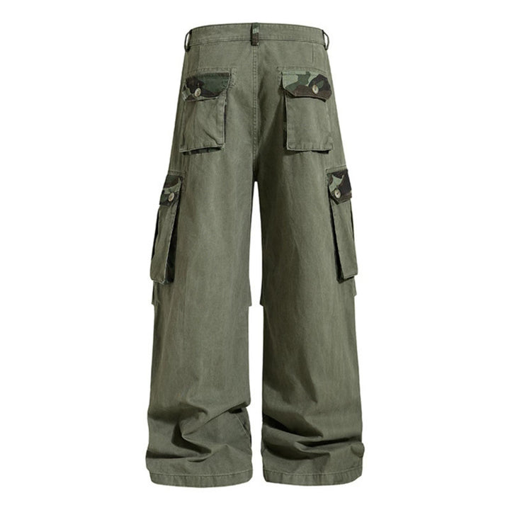Damen weite Cargo-Hose im Utility-Stil mit hoher Taille und großzügigen Klappentaschen Drune