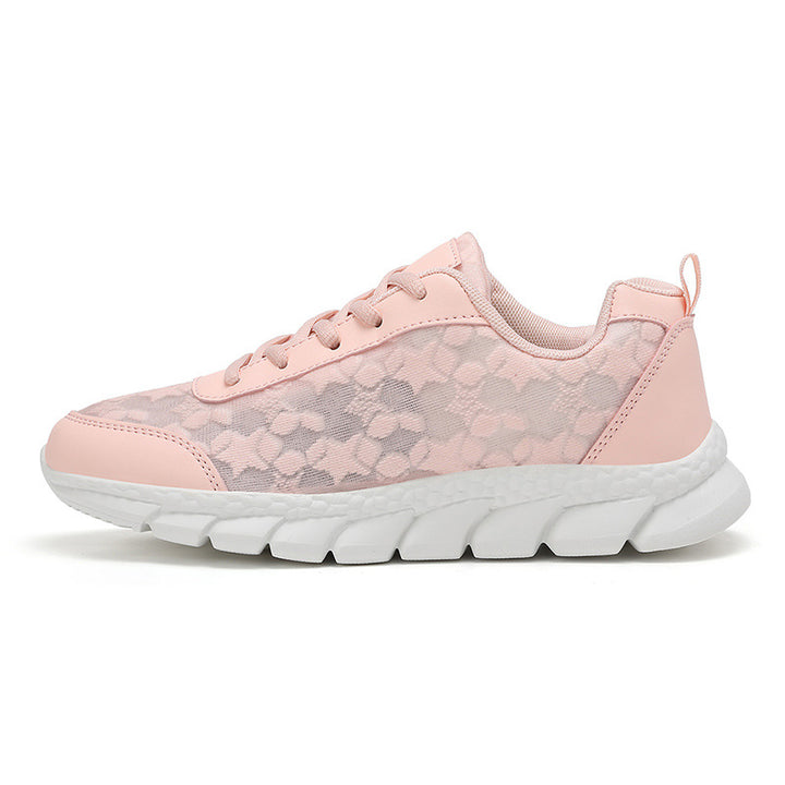Damen nan Netz-Sneaker mit floralem Durchbruchmuster, flexibler Segmentsohle und gepolstertem Fersenkragen Drune