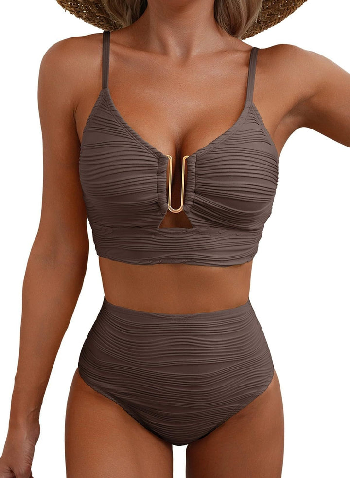Damen Hochgeschnittener Bikini mit Raffungen Drune