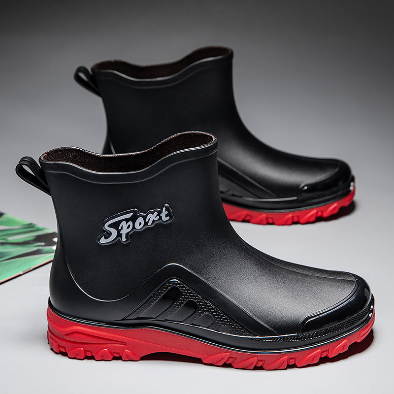 Unisex Kurzschaftige wasserdichte Gummistiefel mit profiliertem Outdoor-Laufsohlen-Design Drune