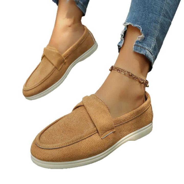 Damen Bequeme Mokassins mit Kreuzband Drune