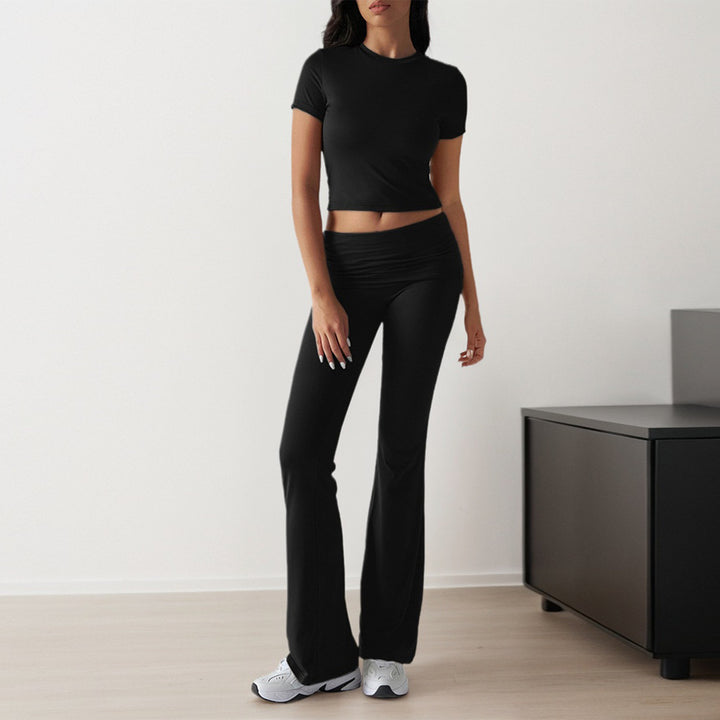 Damen Sportliches Set mit figurbetontem Oberteil und flared Leggings Drune