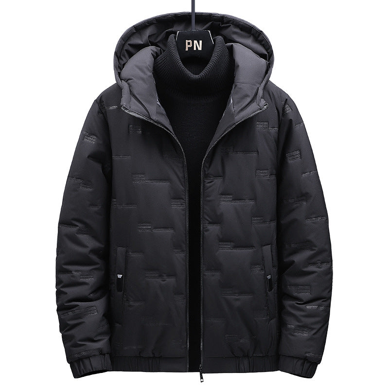 Herren Wattierte Kapuzenjacke mit geometrischer Steppung und winddichtem Saum Drune