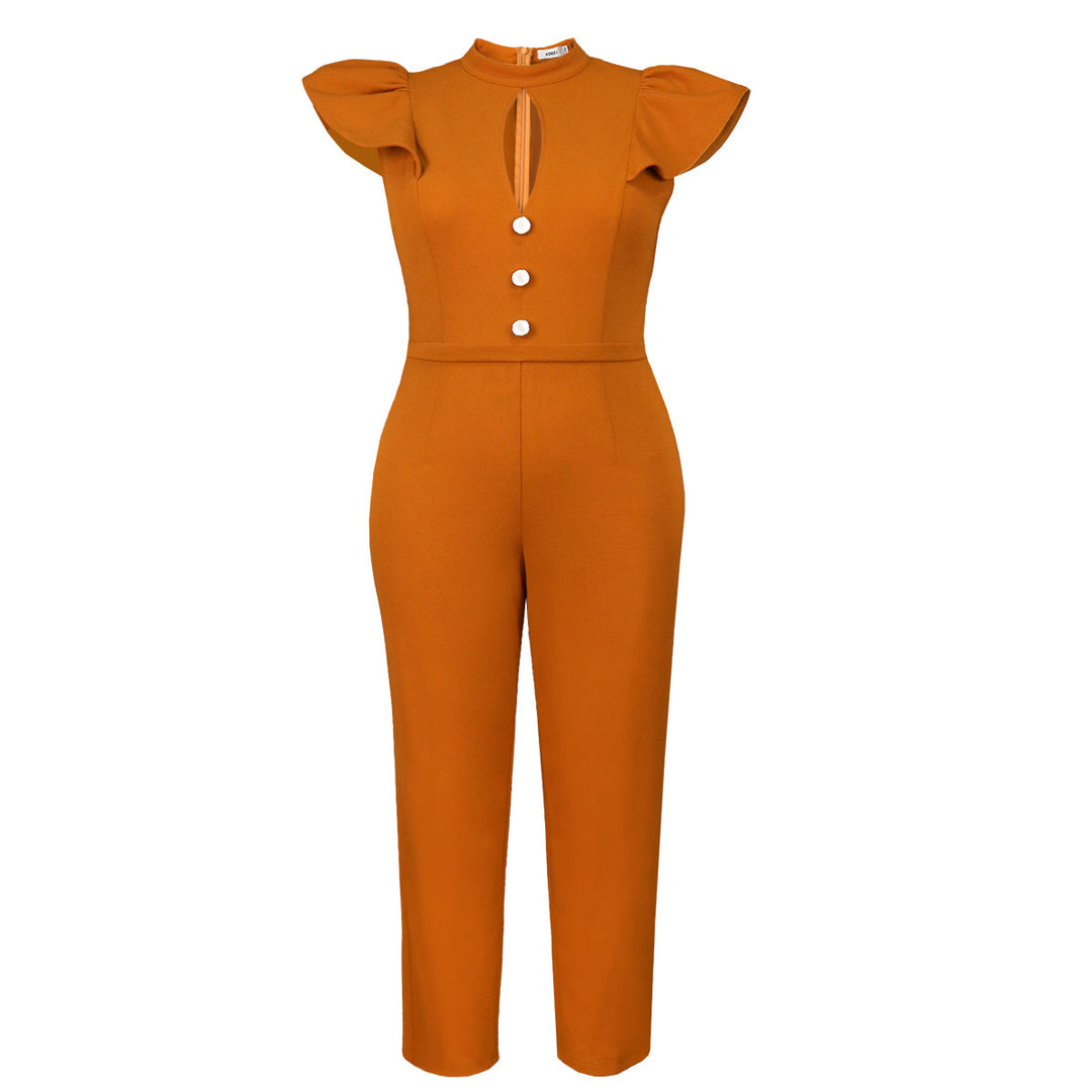 Damen eleganter Jumpsuit mit raffiniertem Ausschnitt und voluminösen Ärmeln Drune
