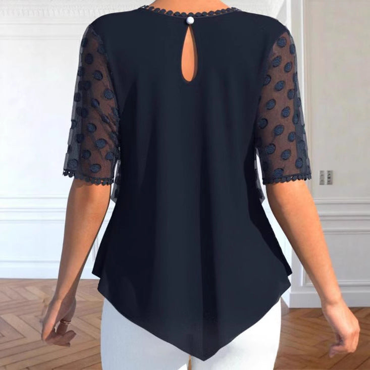 Damen Bluse mit eleganten strukturierten Details und modischem Einsatz Drune