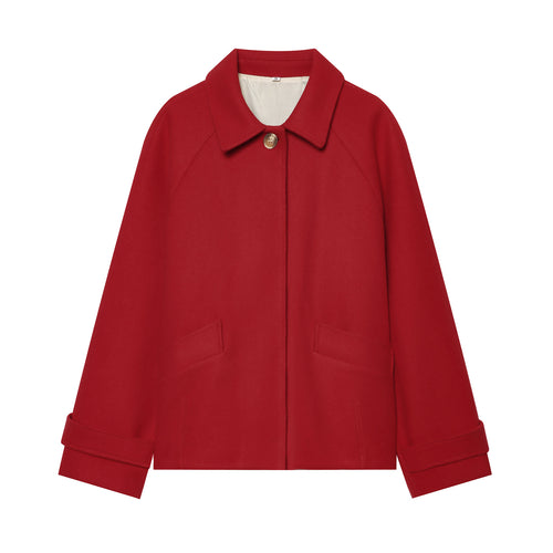 Damen Kurzmantel im Cape‑Style aus Wollmix mit Raglanärmeln und aufgesetzten Taschen Drune
