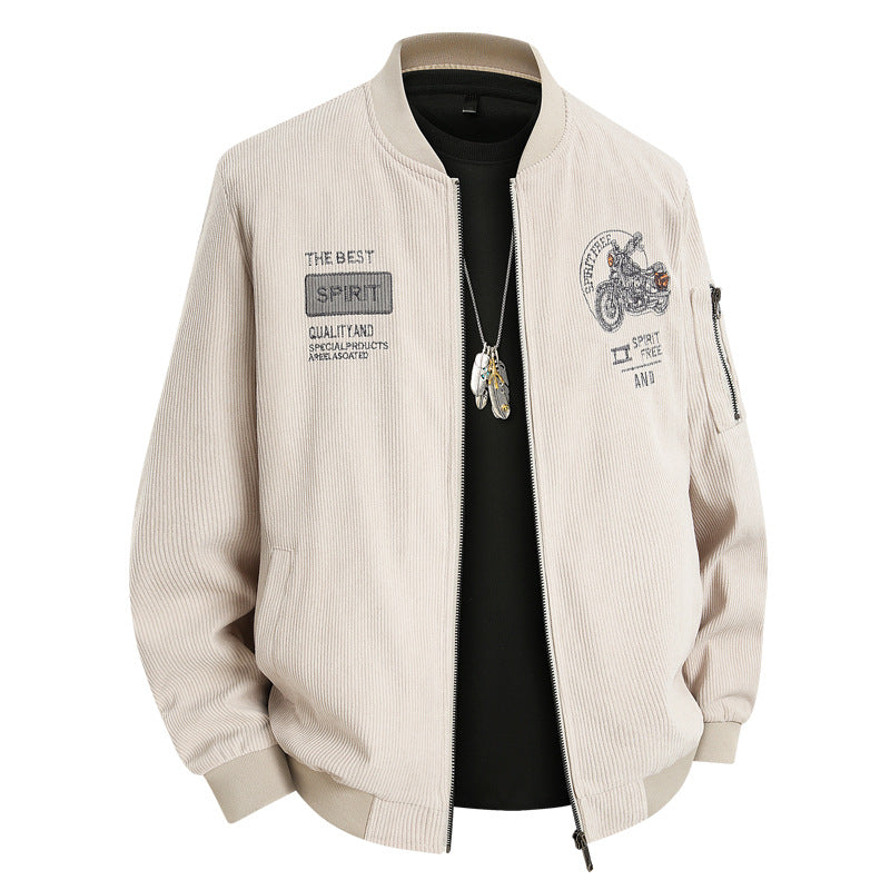 Herren Modische Bomberjacke mit stylischem Motorrad-Design Drune