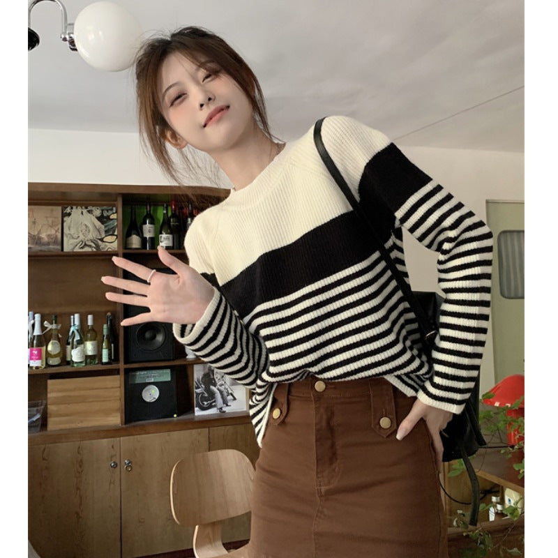 Damen lässiger gestreifter Pullover Drune