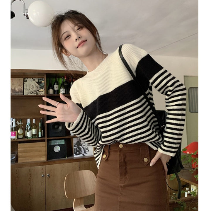 Damen lässiger gestreifter Pullover Drune