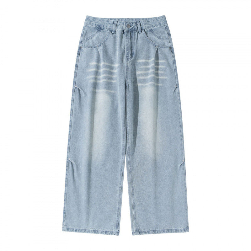 Damen Weite High‑Waist Jeans im Vintage‑Denim mit Used‑Effekt Drune