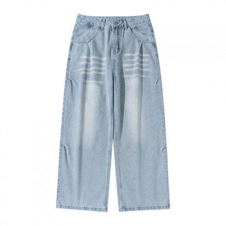 Damen Weite High‑Waist Jeans im Vintage‑Denim mit Used‑Effekt Drune
