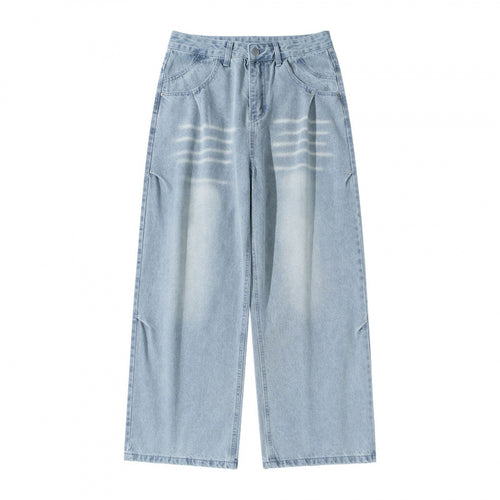 Damen Weite High‑Waist Jeans im Vintage‑Denim mit Used‑Effekt Drune