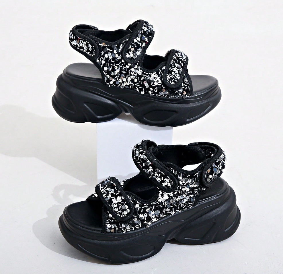 Damen Plateau-Sandalen mit verziertem Riemen und komfortabler Sohle Drune