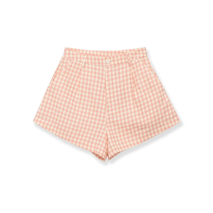 Damen Karierte Shorts mit hohem Bund und schickem Schnitt Drune