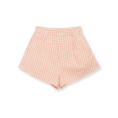 Damen Karierte Shorts mit hohem Bund und schickem Schnitt Drune