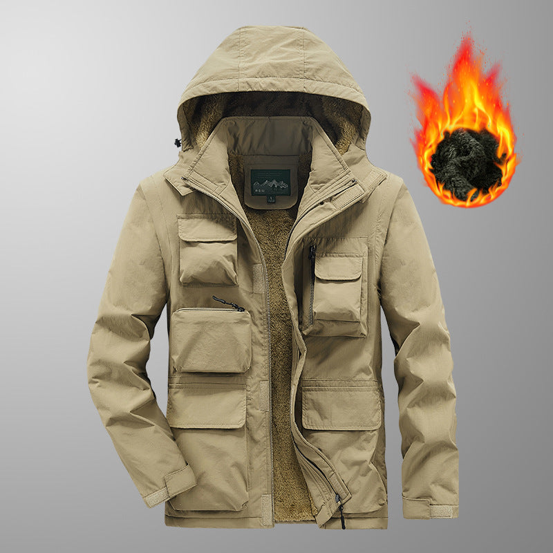 Herren Multifunktionaler Fieldparka mit Teddyfleece Innenfutter und Kapuze Drune