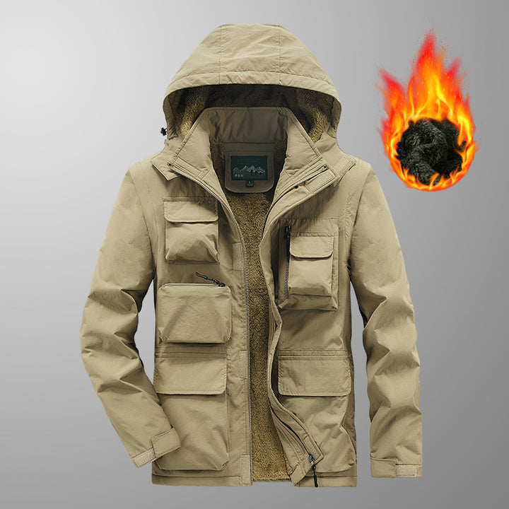 Herren Multifunktionaler Fieldparka mit Teddyfleece Innenfutter und Kapuze Drune