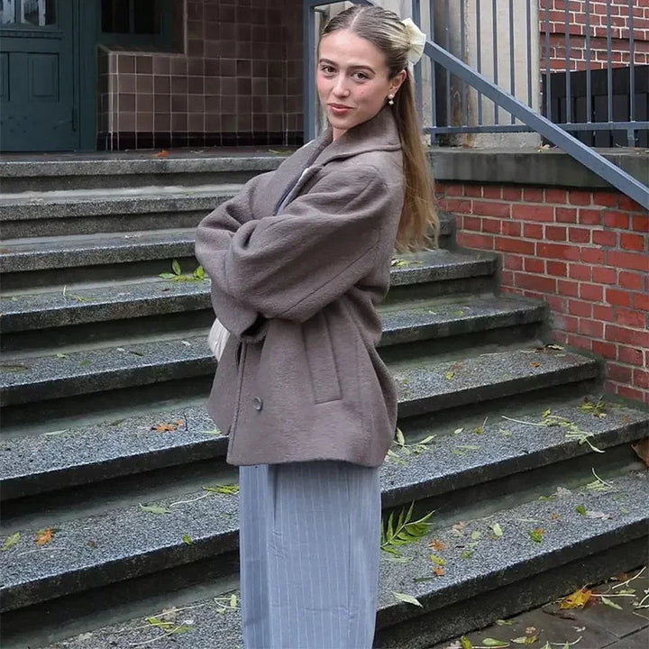 Damen Oversized Wollmantel Drune