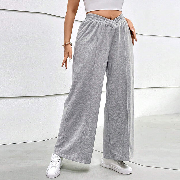 Damen weit geschnittene Freizeithose mit elastischem Bund und Cross-Over-Design Drune
