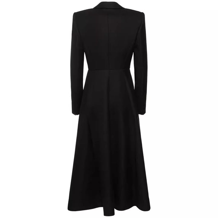 Damen langer taillierter Blazer‑Mantel mit Maxi‑Länge und strukturierten Schultern Drune