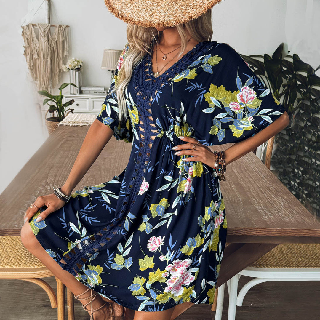 Damen Strandtunika mit floralen Details und raffiniertem Schnitt Drune