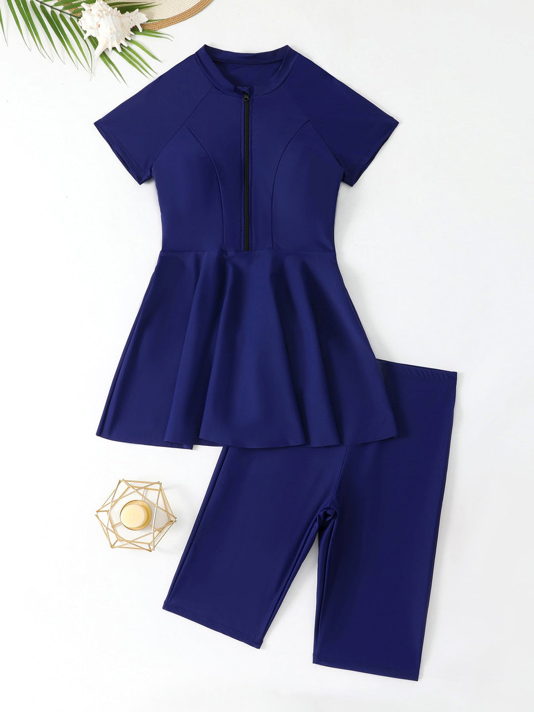 Damen Schwimmkleid mit Reißverschluss und passenden Shorts Drune
