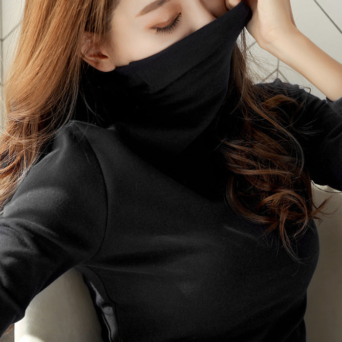 Damen Langarm Rollkragenoberteil aus weichem Stretchmaterial Drune