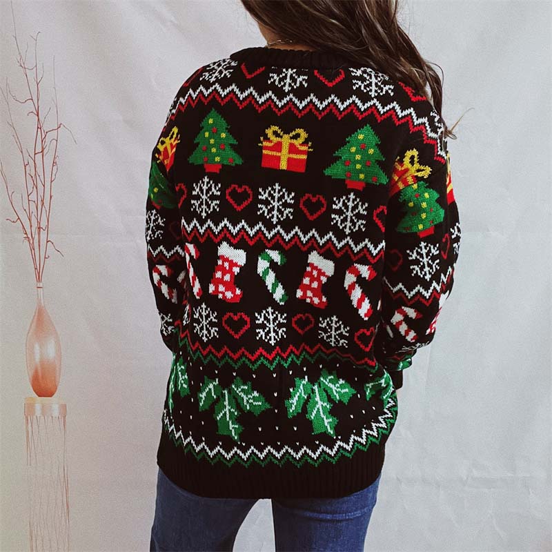 Drune | Weihnachtlicher Strickpullover Mit Schneeflockenmotiv