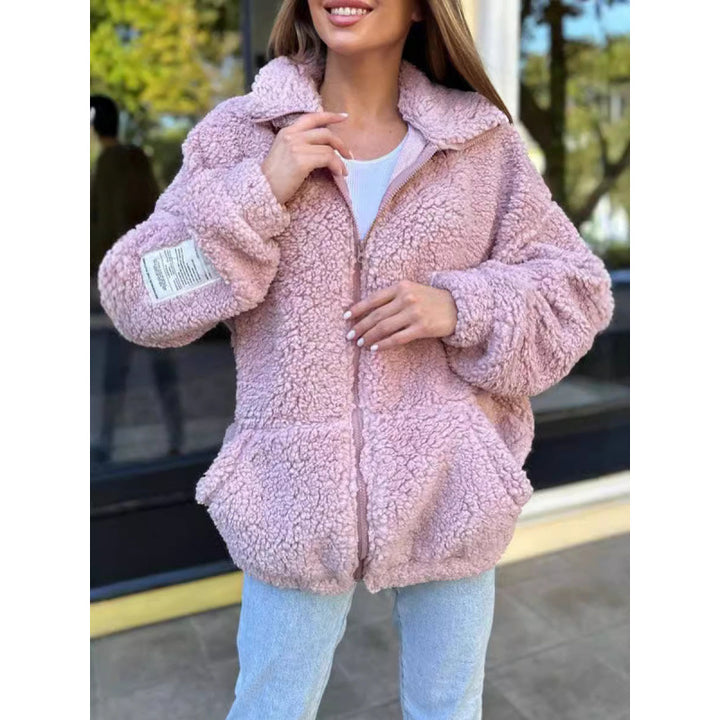 Damen Flauschige Fleecejacke mit hohem Kragen und praktischen Taschen Drune