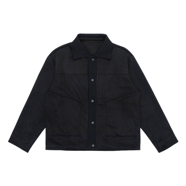 Herren Overshirt-Jacke aus strukturiertem Velours mit Rippenkragen Drune