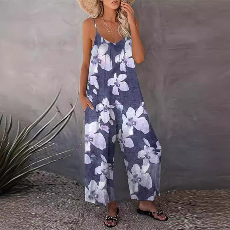 Damen Luftiger Sommeroverall mit breiten Beinen und praktischen Taschen Drune