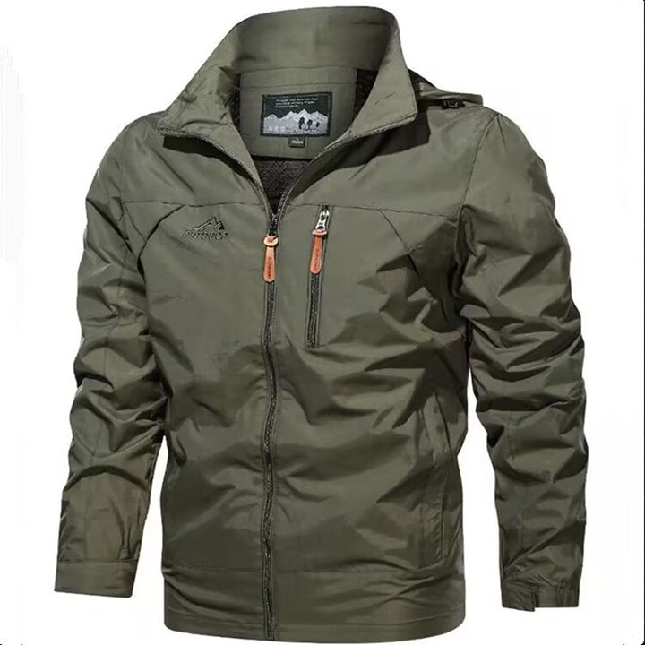 Herren Leichte wasserdichte Kapuzen-Outdoorjacke mit Brusttasche und verstellbaren Bündchen Drune