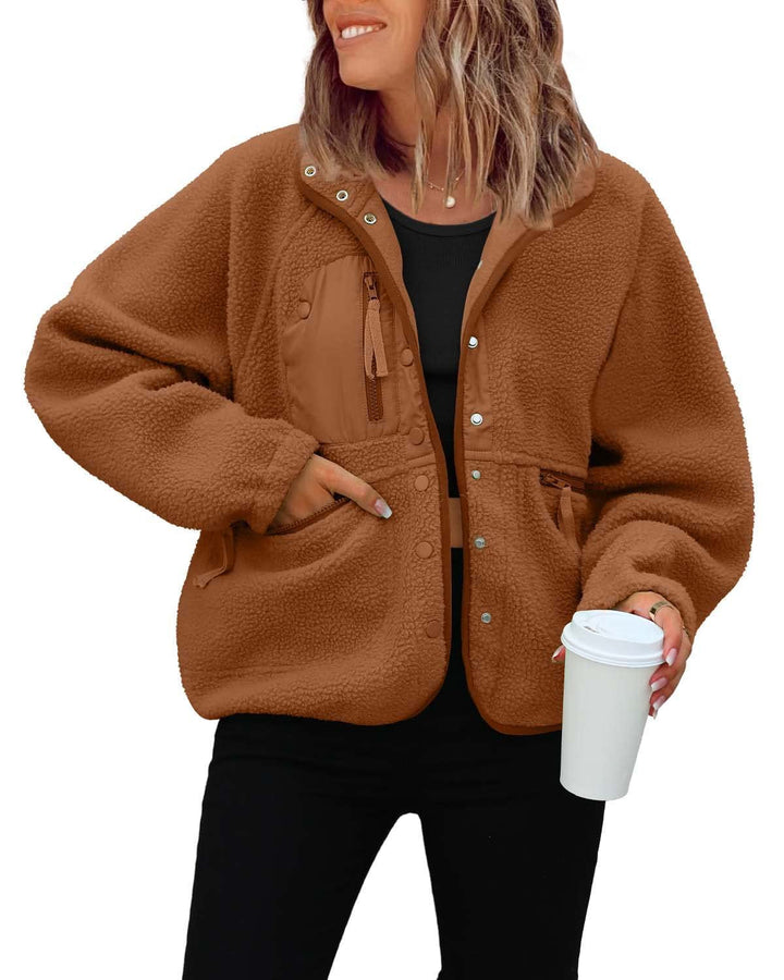 Damen kuschelige Fleecejacke mit praktischen Taschen Drune