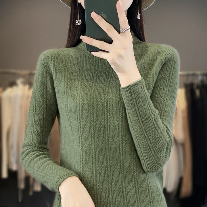 Damen Strukturierter Mockneck-Pullover aus kaschmirähnlicher Wollmischung Drune