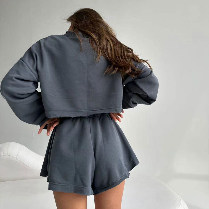 Damen Freizeitoberteil und kurze Shorts Set Drune
