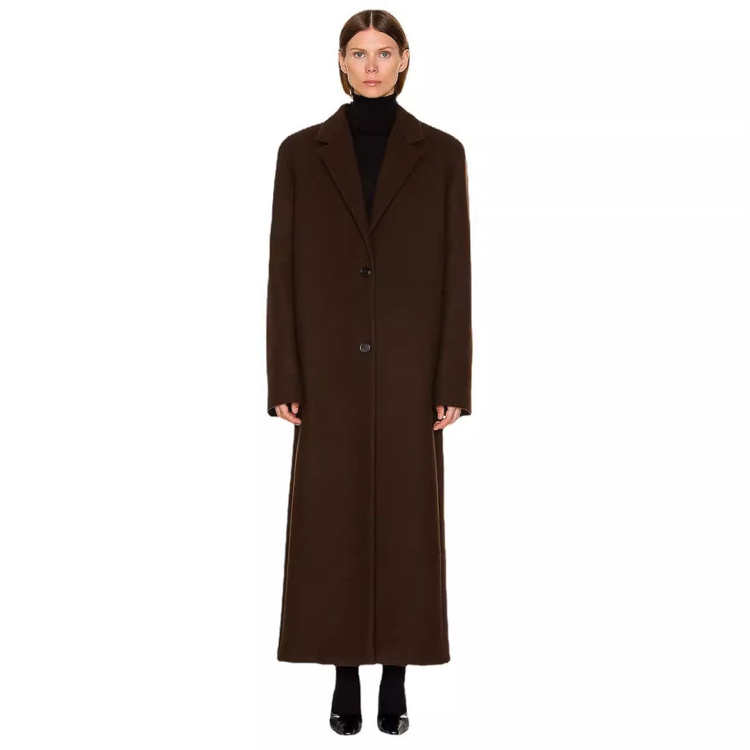 Damen Maximaler Einreihiger Mantel im Oversize‑Schnitt mit klassischem Revers Drune