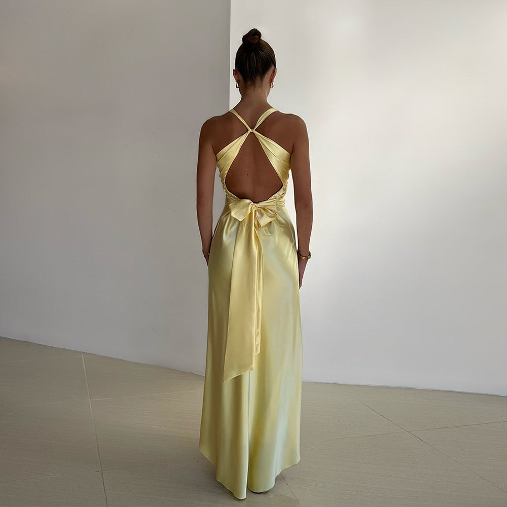 Drune | Persönlichkeit Slim Fit Satin Kleid Damen